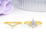 Classic, Luxurious 5-Prong Kite Cut Lab Diamond Bridal Ring Set - Additional view