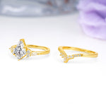 Classic, Luxurious 5-Prong Kite Cut Lab Diamond Bridal Ring Set - Additional view