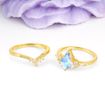 Classic, Luxurious 5-Prong Kite Cut Moonstone Bridal Ring Set - Additional view