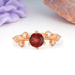Classic, Minimalist 6-Prong Round Cut Garnet Engagement Ring - Additional view