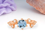 Classic, Minimalist 6-Prong Round Cut Aquamarine Engagement Ring - Additional view