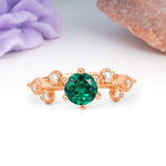 Classic, Minimalist 6-Prong Round Cut Emerald Engagement Ring - Additional view