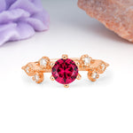 Classic, Minimalist 6-Prong Round Cut Ruby Engagement Ring - Additional view