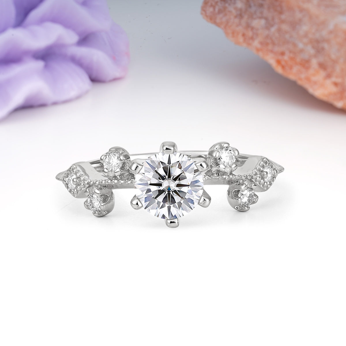Classic, Minimalist 6-Prong Round Cut Lab Diamond Engagement Ring - Additional view