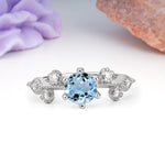 Classic, Minimalist 6-Prong Round Cut Aquamarine Engagement Ring - Additional view