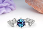 Classic, Minimalist 6-Prong Round Cut Alexandrite Engagement Ring - Additional view