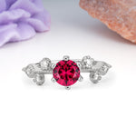 Classic, Minimalist 6-Prong Round Cut Ruby Engagement Ring - Additional view