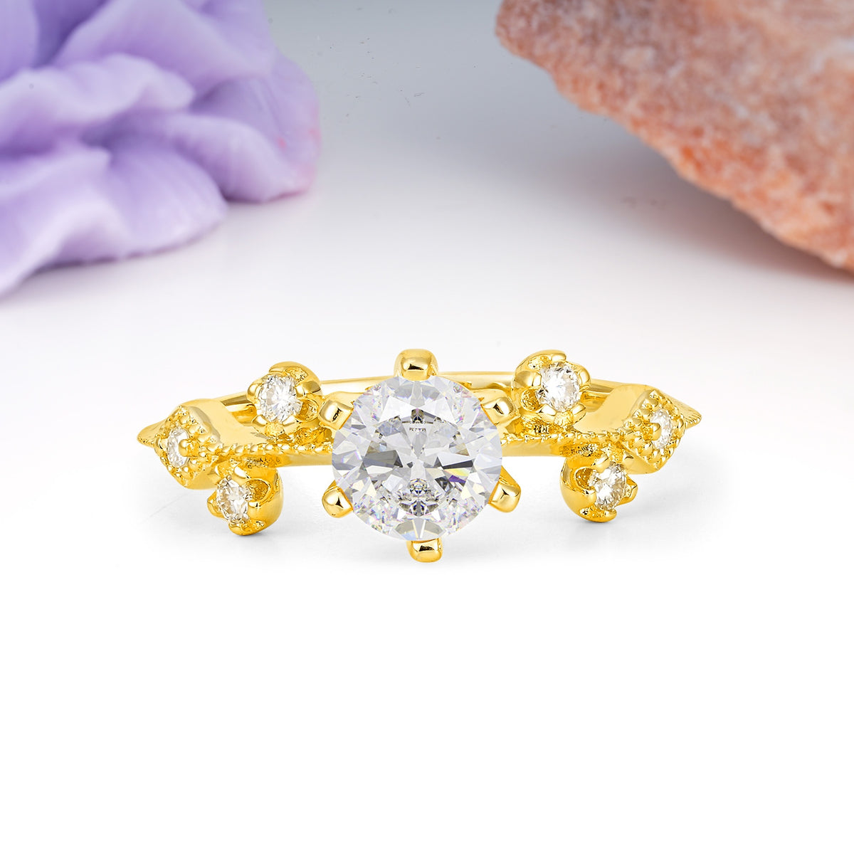 Classic, Minimalist 6-Prong Round Cut Moissanite Engagement Ring - Additional view