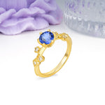Classic, Minimalist 6-Prong Round Cut Sapphire Engagement Ring - Additional view