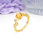 Classic, Minimalist 6-Prong Round Cut Citrine Engagement Ring - Additional view