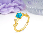 Classic, Minimalist 6-Prong Round Cut Turquoise Engagement Ring - Additional view
