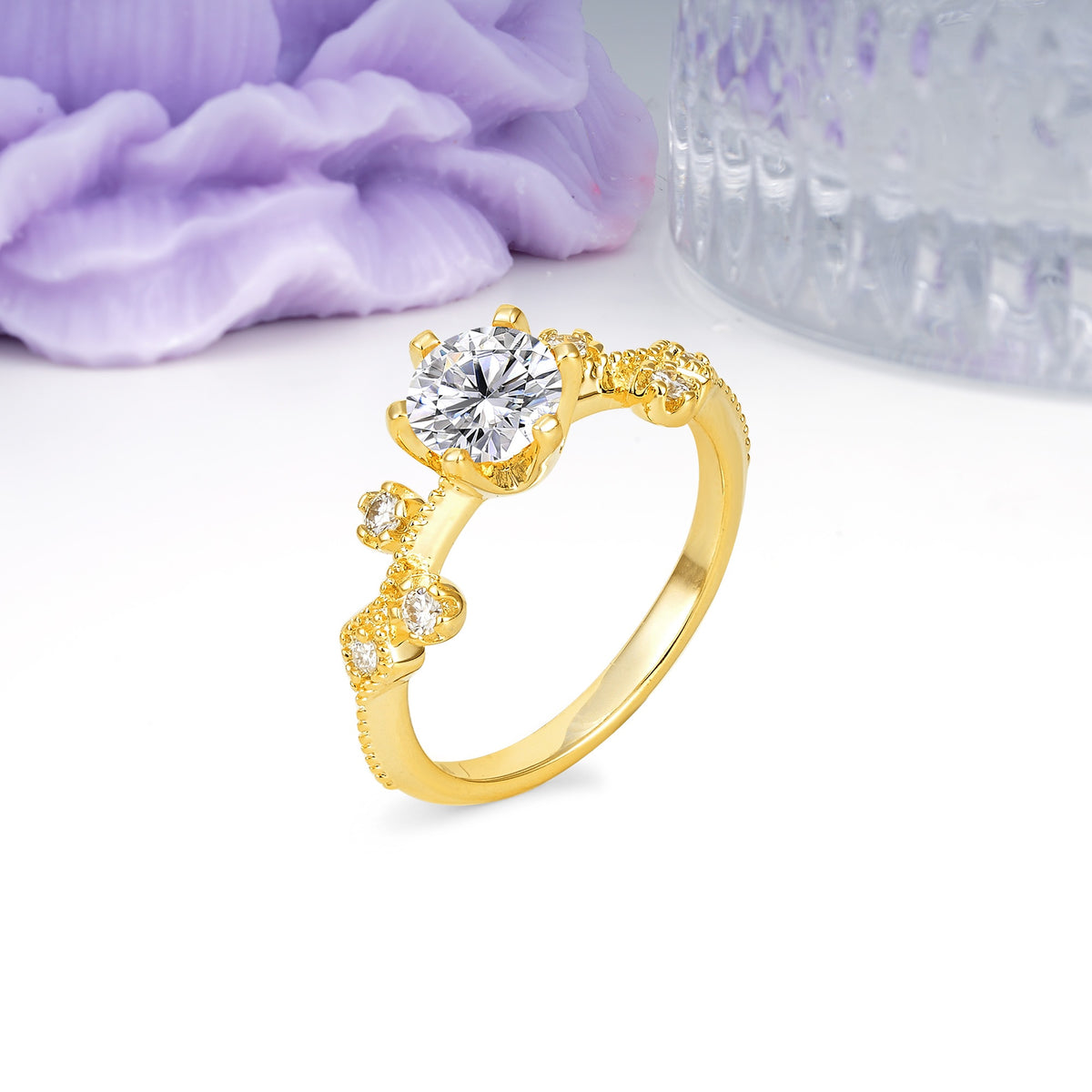 Classic, Minimalist 6-Prong Round Cut Lab Diamond Engagement Ring - Additional view