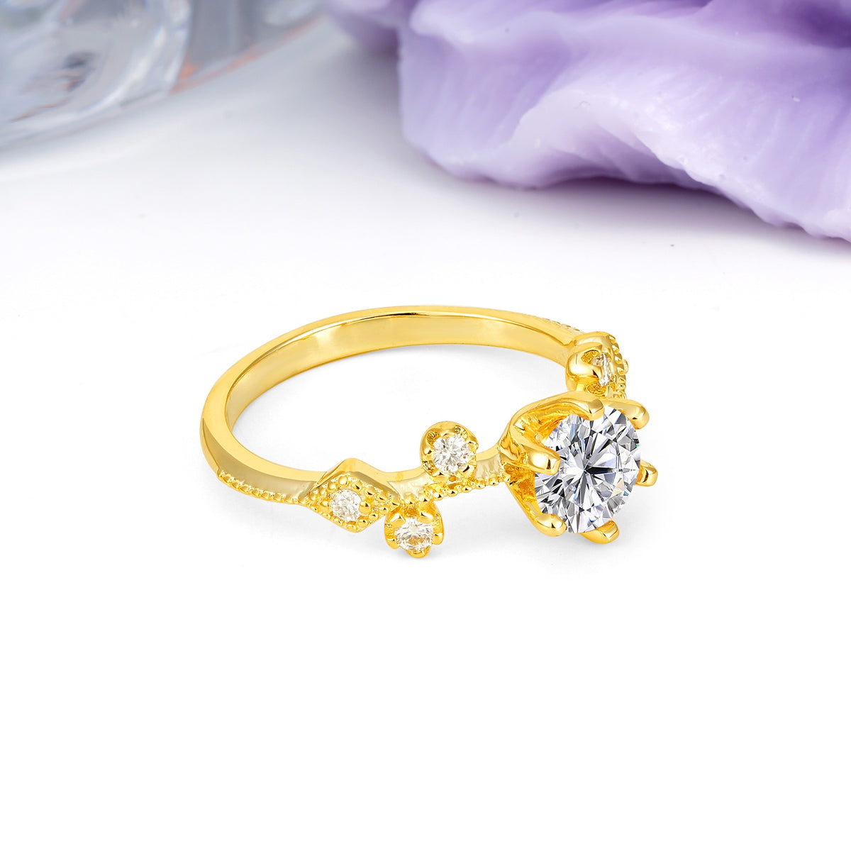 Classic, Minimalist 6-Prong Round Cut Lab Diamond Engagement Ring - Additional view