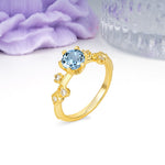 Classic, Minimalist 6-Prong Round Cut Aquamarine Engagement Ring - Additional view