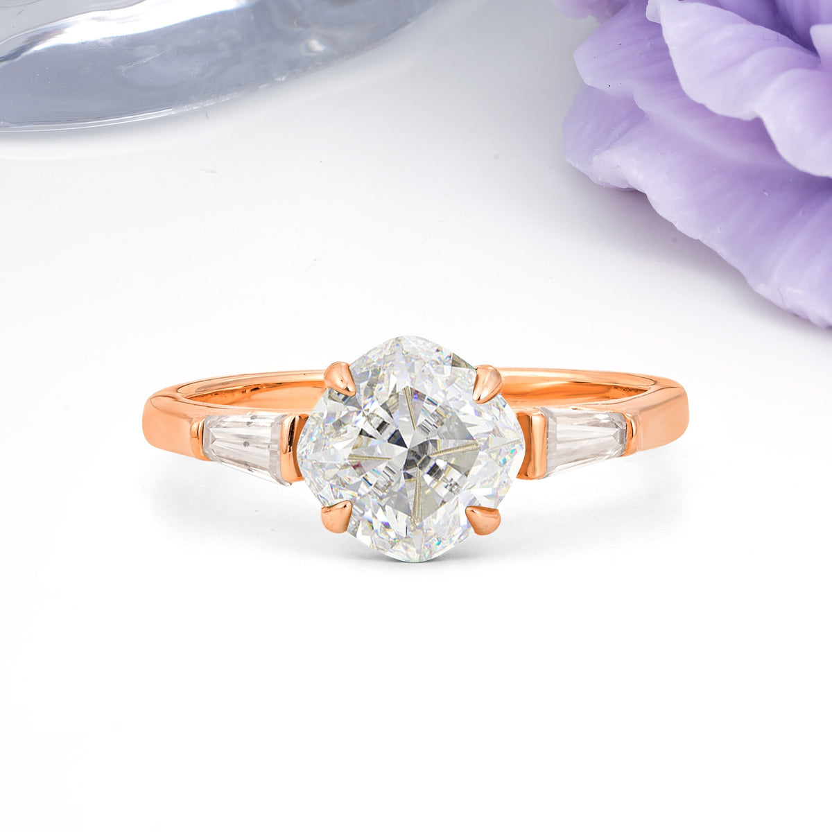 Classic, Minimalist 4-Prong Princess Cut Moissanite Engagement Ring - Additional view