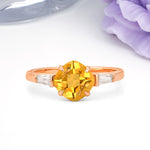 Classic, Minimalist 4-Prong Princess Cut Citrine Engagement Ring - Additional view
