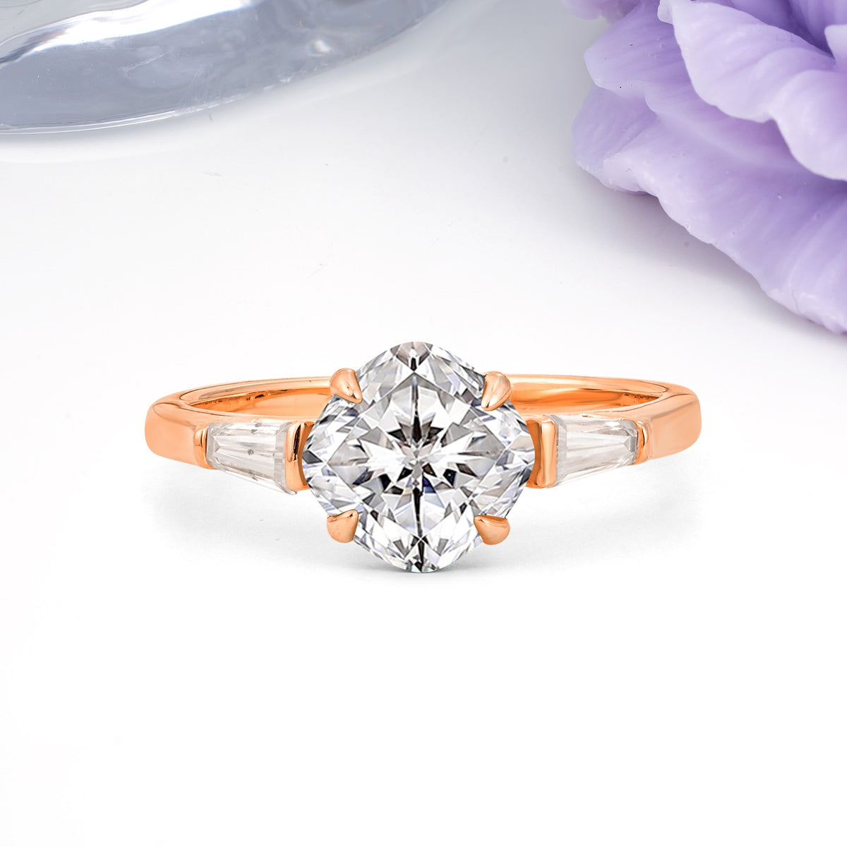 Classic, Minimalist 4-Prong Princess Cut Lab Diamond Engagement Ring - Additional view
