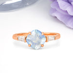 Classic, Minimalist 4-Prong Princess Cut Moonstone Engagement Ring - Additional view