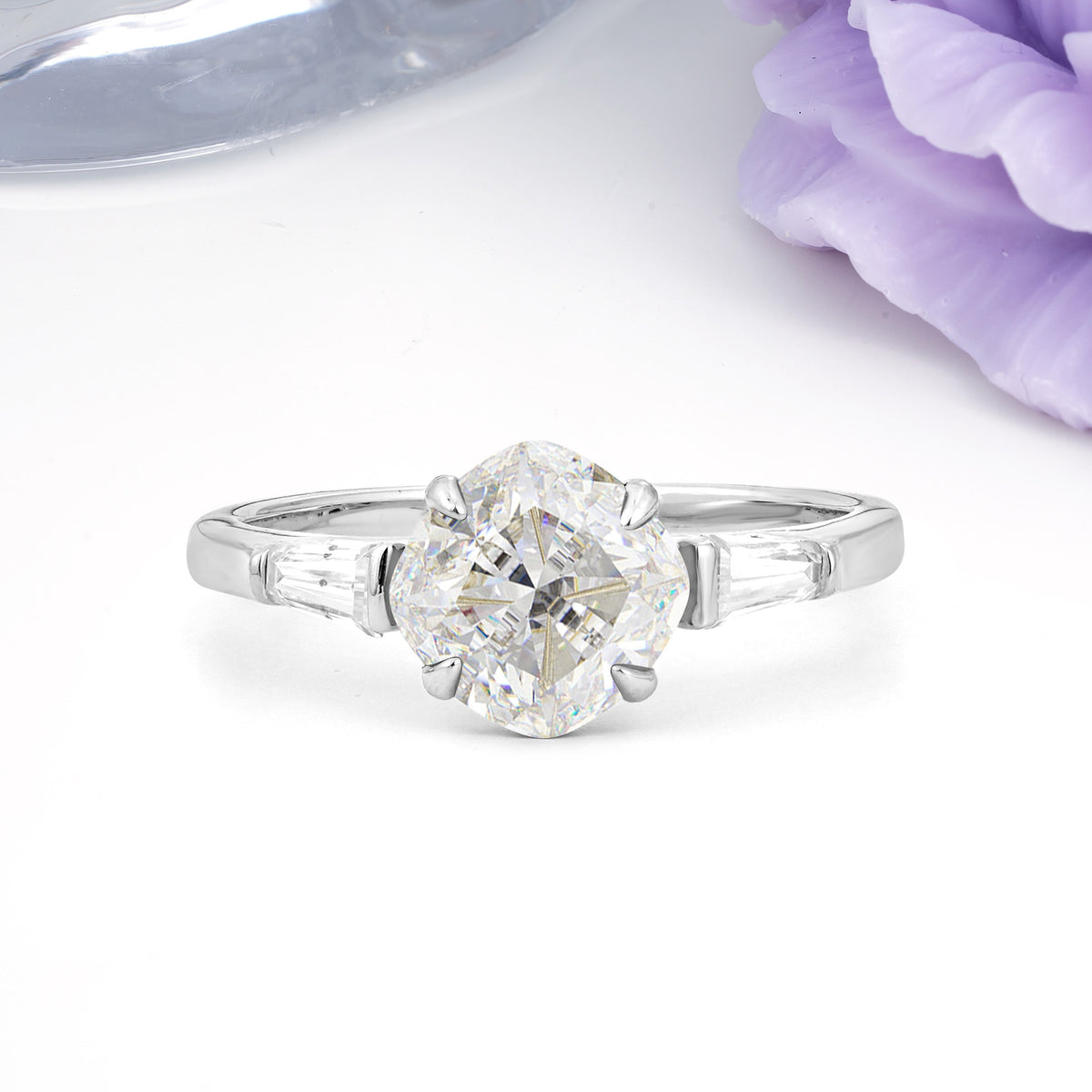 Classic, Minimalist 4-Prong Princess Cut Moissanite Engagement Ring - Additional view