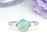 Classic, Minimalist 4-Prong Princess Cut Fire Opal Engagement Ring - Additional view