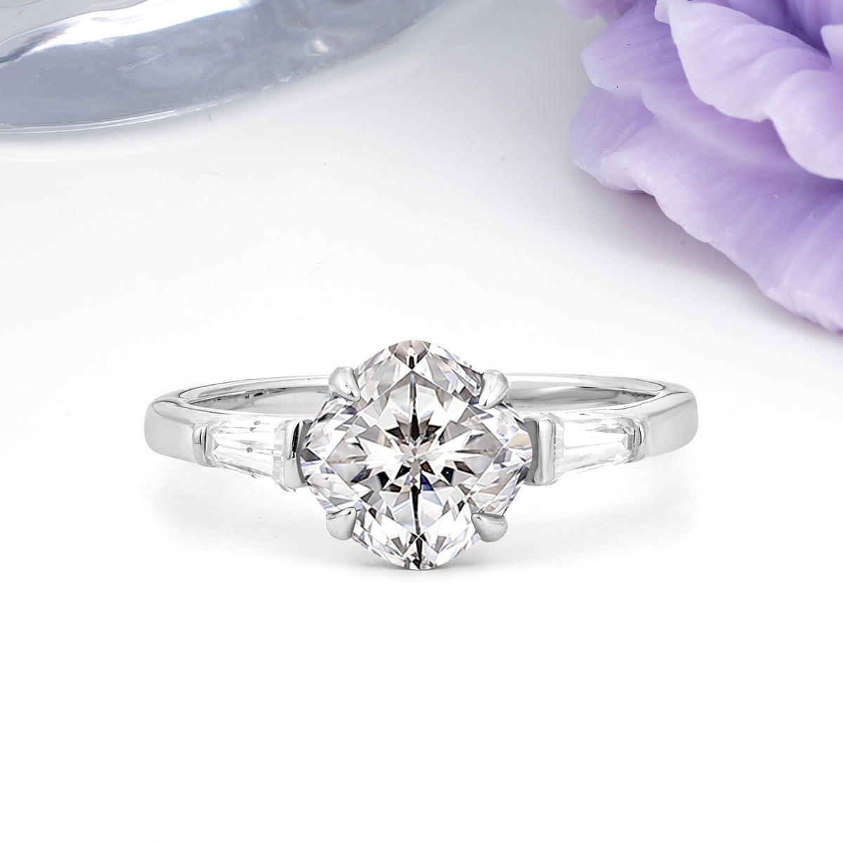 Classic, Minimalist 4-Prong Princess Cut Lab Diamond Engagement Ring - Additional view