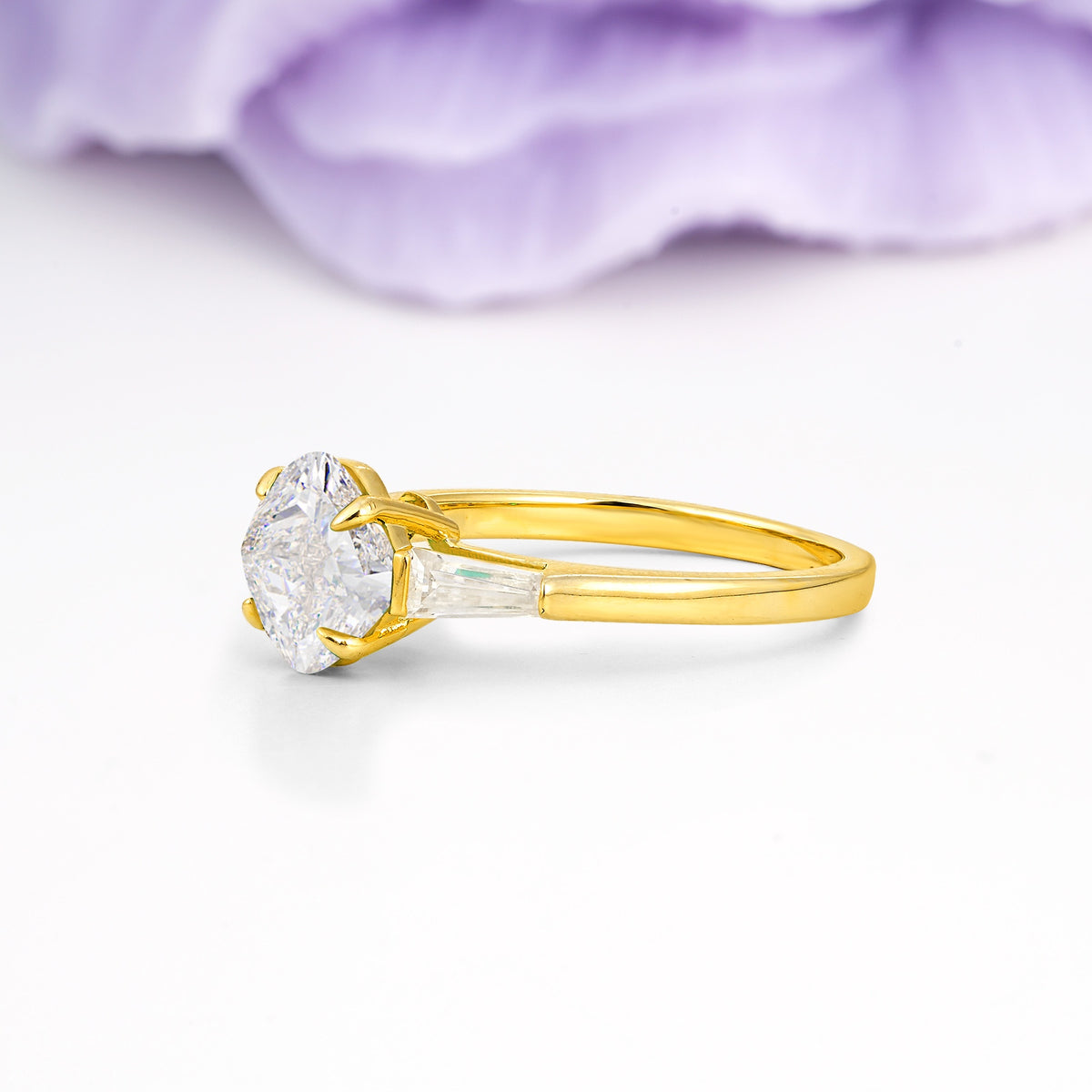 Classic, Minimalist 4-Prong Princess Cut Moissanite Engagement Ring - Additional view