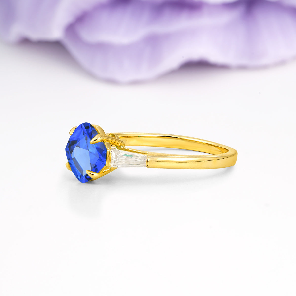 Classic, Minimalist 4-Prong Princess Cut Sapphire Engagement Ring - Additional view