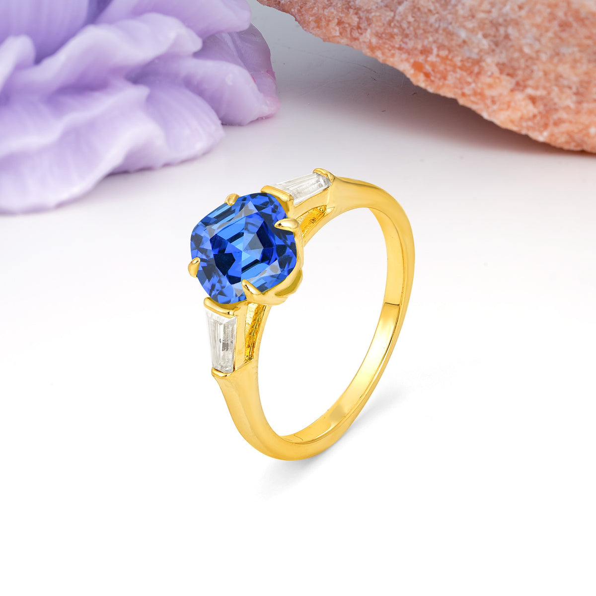 Classic, Minimalist 4-Prong Princess Cut Sapphire Engagement Ring - Additional view