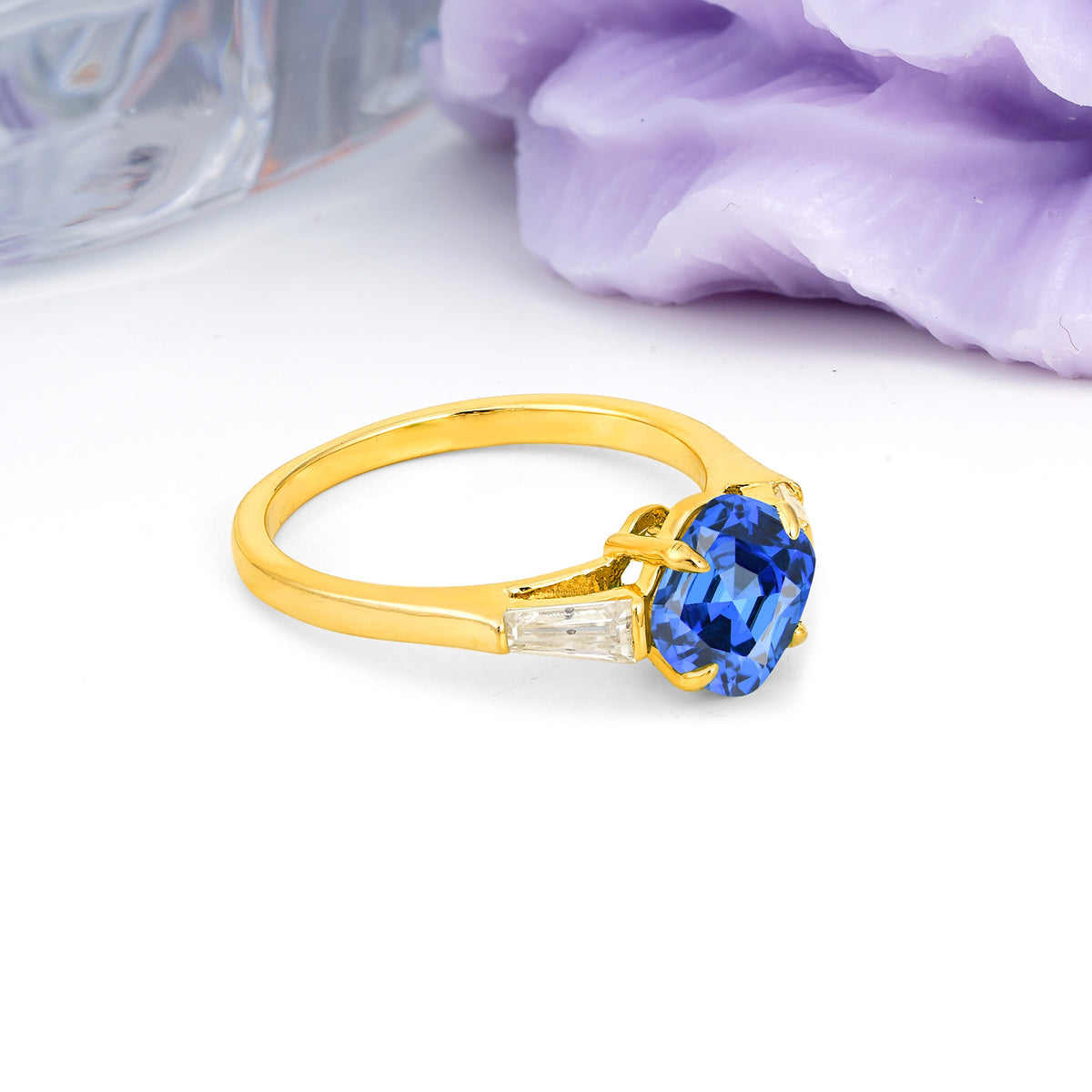 Classic, Minimalist 4-Prong Princess Cut Sapphire Engagement Ring - Additional view