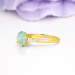 Classic, Minimalist 4-Prong Princess Cut Fire Opal Engagement Ring - Additional view