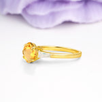 Classic, Minimalist 4-Prong Princess Cut Citrine Engagement Ring - Additional view