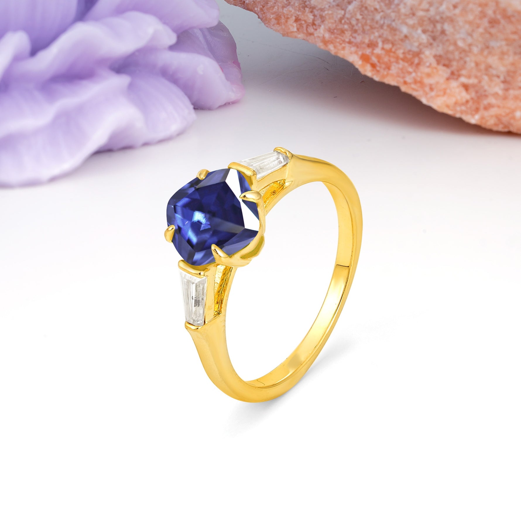 Classic, Minimalist 4-Prong Princess Cut Tanzanite Engagement Ring - Additional view