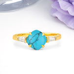 Classic, Minimalist 4-Prong Princess Cut Turquoise Engagement Ring - Additional view