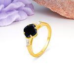 Classic, Minimalist 4-Prong Princess Cut Black Onyx Engagement Ring - Additional view