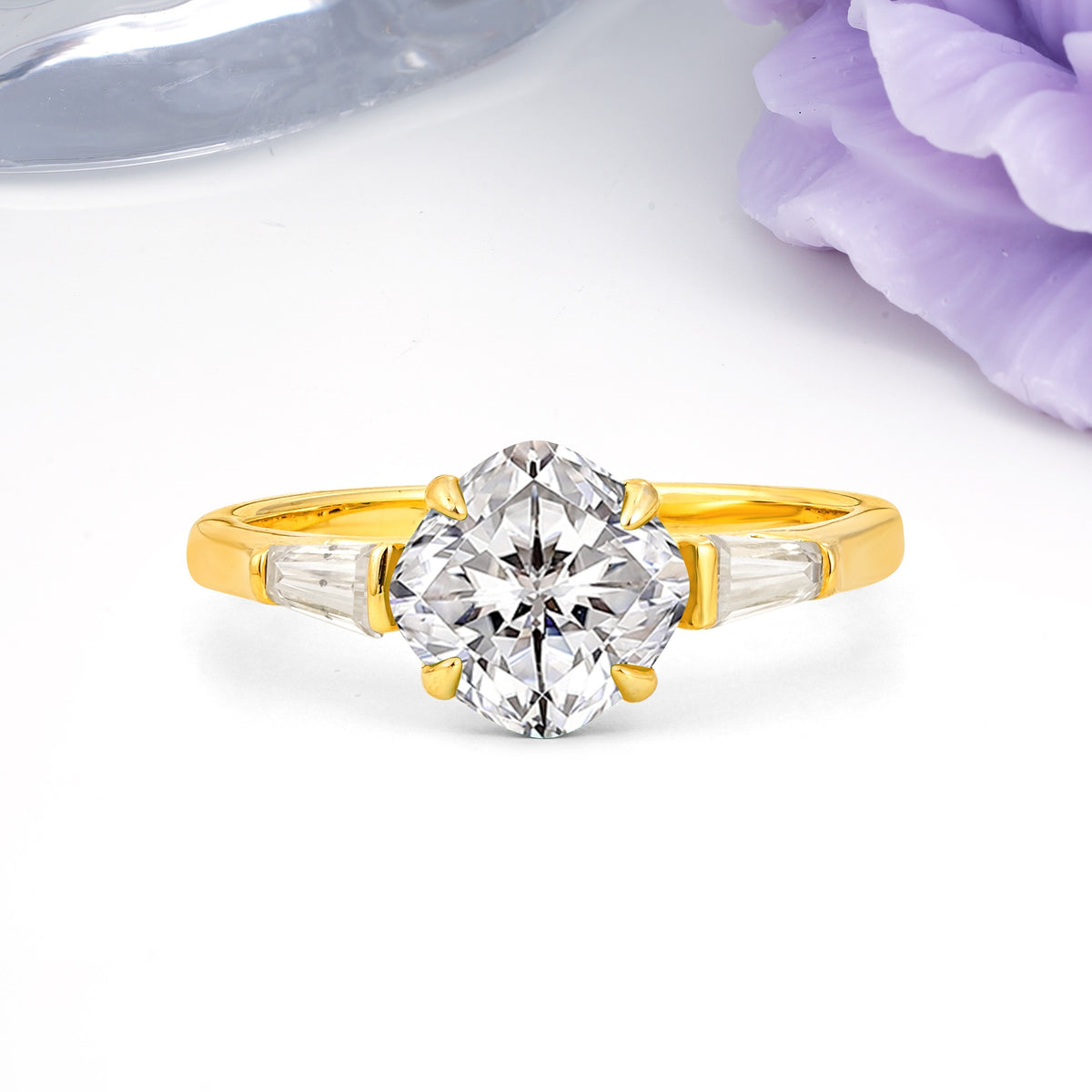 Classic, Minimalist 4-Prong Princess Cut Lab Diamond Engagement Ring - Additional view