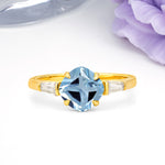 Classic, Minimalist 4-Prong Princess Cut Aquamarine Engagement Ring - Additional view