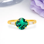 Classic, Minimalist 4-Prong Princess Cut Emerald Engagement Ring - Additional view