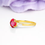 Classic, Minimalist 4-Prong Princess Cut Ruby Engagement Ring - Additional view