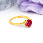 Classic, Minimalist 4-Prong Princess Cut Ruby Engagement Ring - Additional view