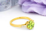 Classic, Minimalist 4-Prong Princess Cut Peridot Engagement Ring - Additional view