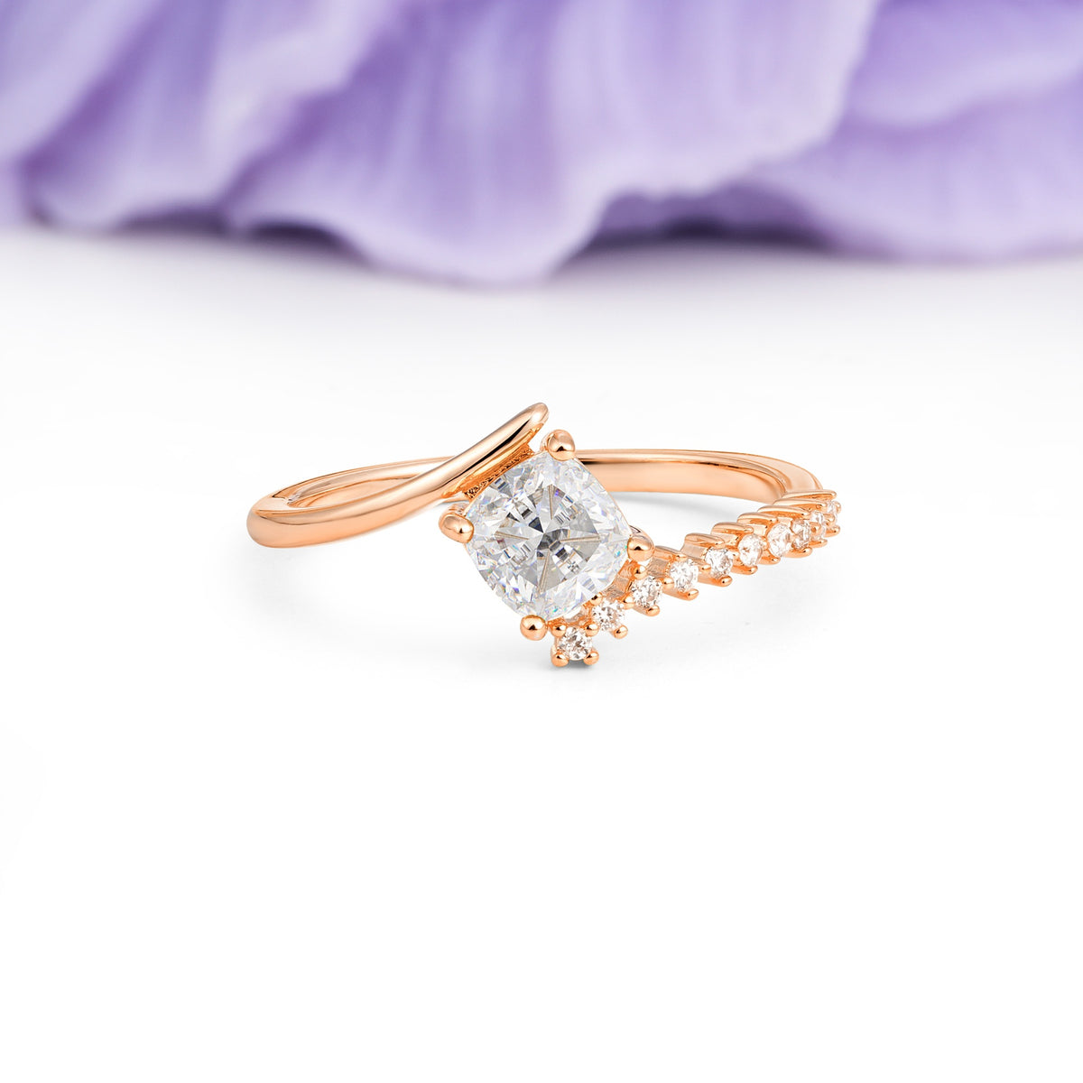 Classic Twisted 4-Prong Princess Cut Moissanite Engagement Ring - Additional view