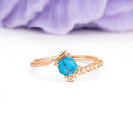 Classic Twisted 4-Prong Princess Cut Turquoise Engagement Ring - Additional view