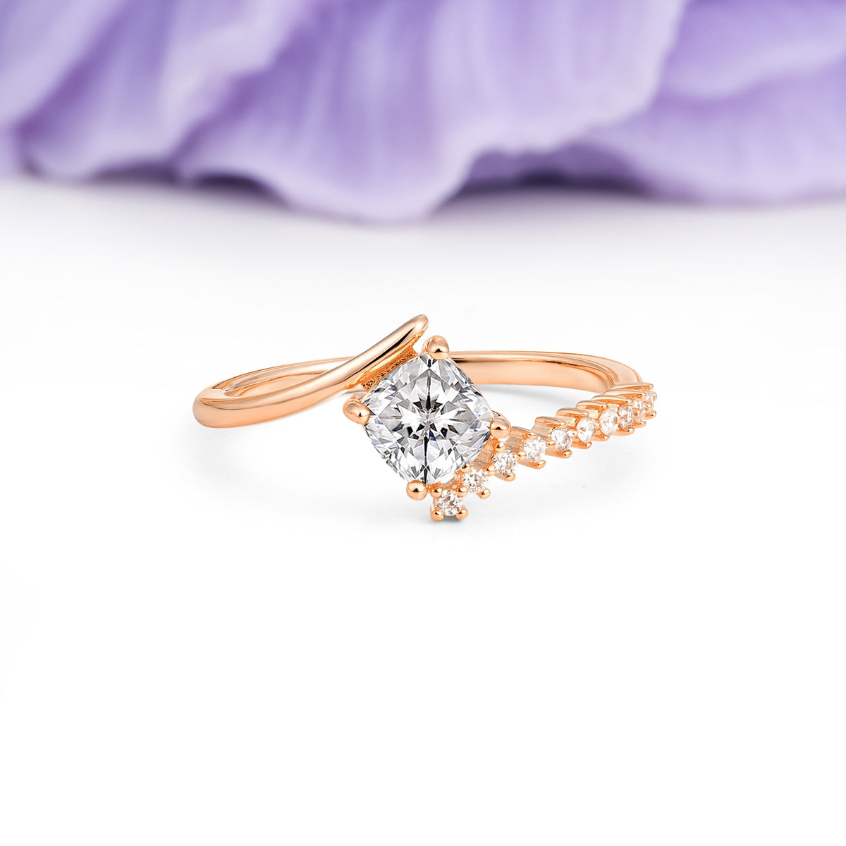 Classic Twisted 4-Prong Princess Cut Lab Diamond Engagement Ring - Additional view