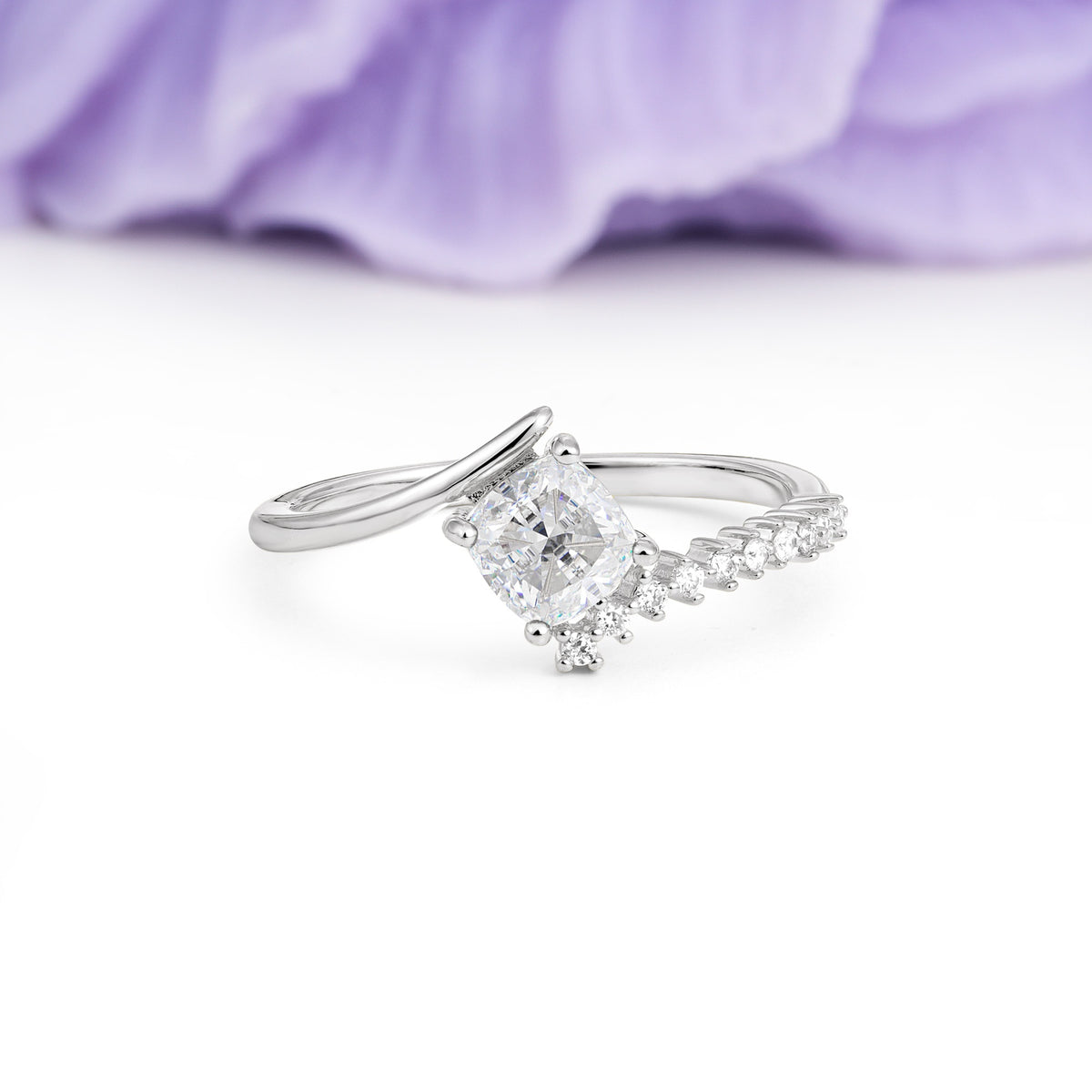 Classic Twisted 4-Prong Princess Cut Moissanite Engagement Ring - Additional view