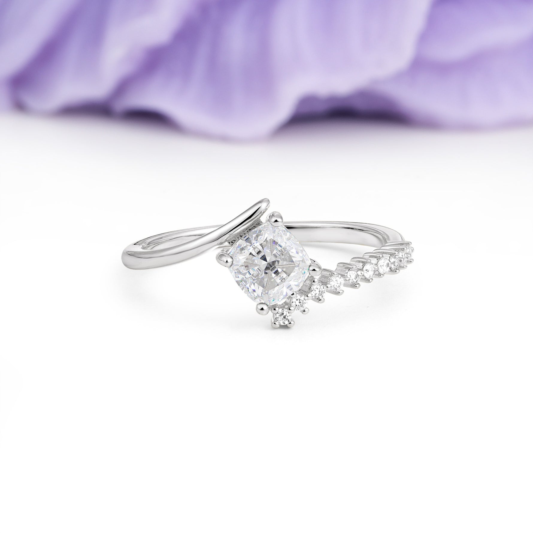 Classic Twisted 4-Prong Princess Cut Moissanite Engagement Ring - Additional view
