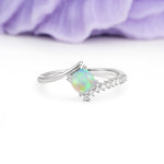 Classic Twisted 4-Prong Princess Cut Fire Opal Engagement Ring - Additional view