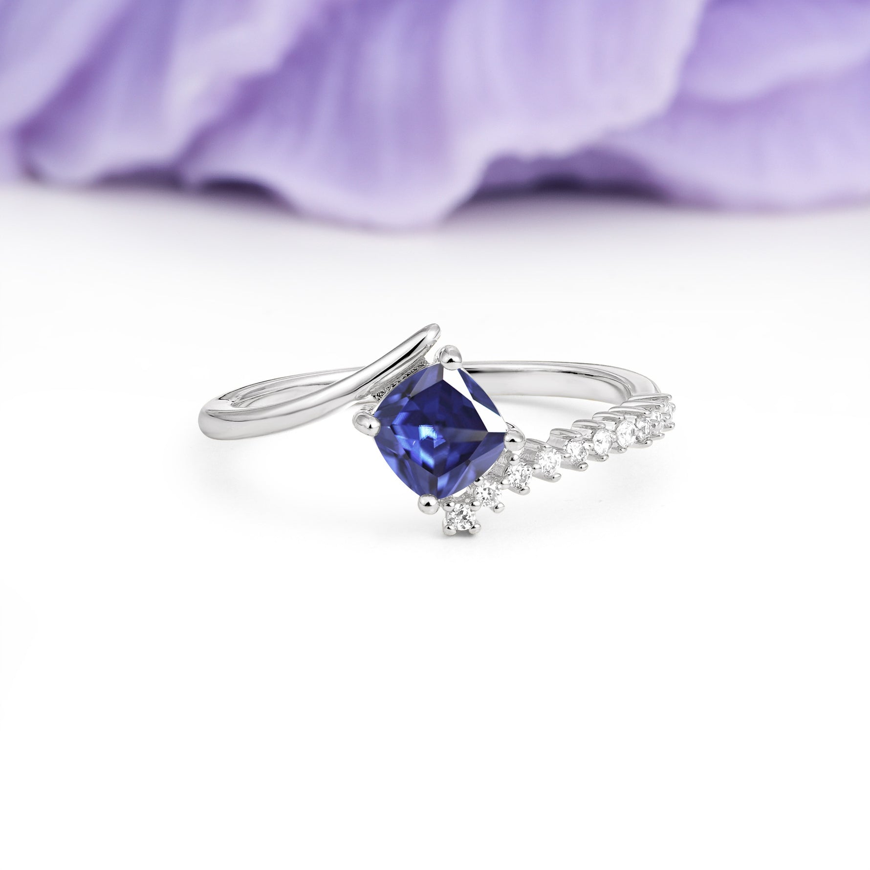 Classic Twisted 4-Prong Princess Cut Tanzanite Engagement Ring - Additional view