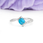 Classic Twisted 4-Prong Princess Cut Turquoise Engagement Ring - Additional view