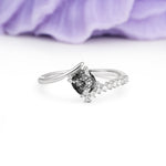 Classic Twisted 4-Prong Princess Cut Black Rutilated Quartz Engagement Ring - Additional view
