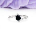 Classic Twisted 4-Prong Princess Cut Black Onyx Engagement Ring - Additional view